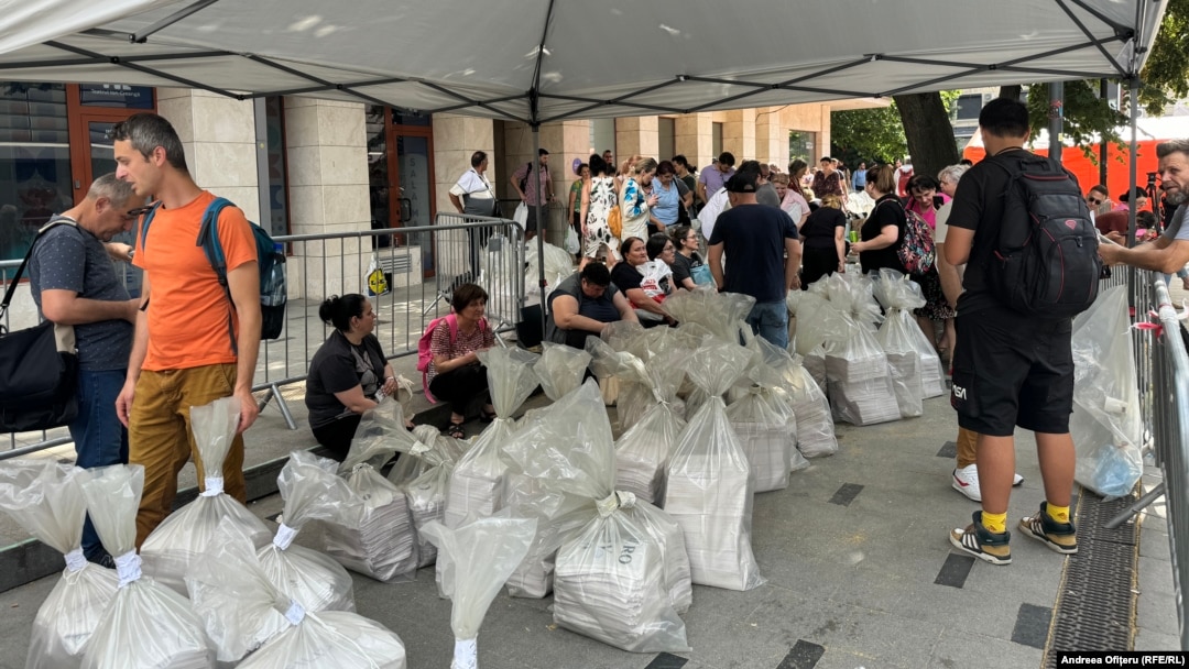 Official election documents pile up in downtown Bucharest as transport and other issued dogged the vote count after Romania's elections on June 9.
