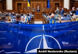 Тодішній генеральний секретар НАТО Єнс Столтенберґ під час виступу у Верховній Раді України. Київ, 29 квітня 2024 року (ілюстраційне фото)