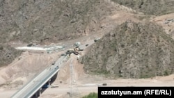 A bridge over the Hakari river where Azerbaijan set up a checkpoint at the entrance to the Lachin corridor stretching from Armenia to Nagorno-Karabakh. April 23, 2023.