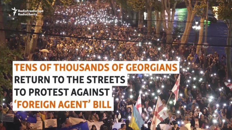 Mass Protests Resume In Tbilisi Over 'Foreign Agent' Bill