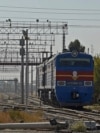 Cargo trains in Hairatan, northern Afghanistan. The town is connected by a bridge with southern Uzbekistan.