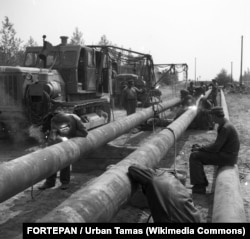 Строительство нефтепровода "Дружба-2". СССР, архивное фото