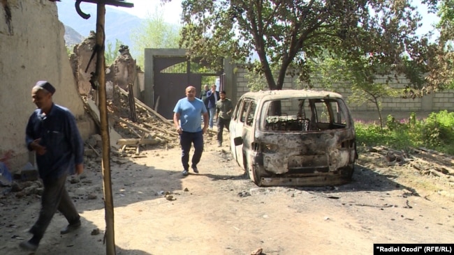 The aftermath of deadly Tajik-Kyrgyz border clashes last year.
