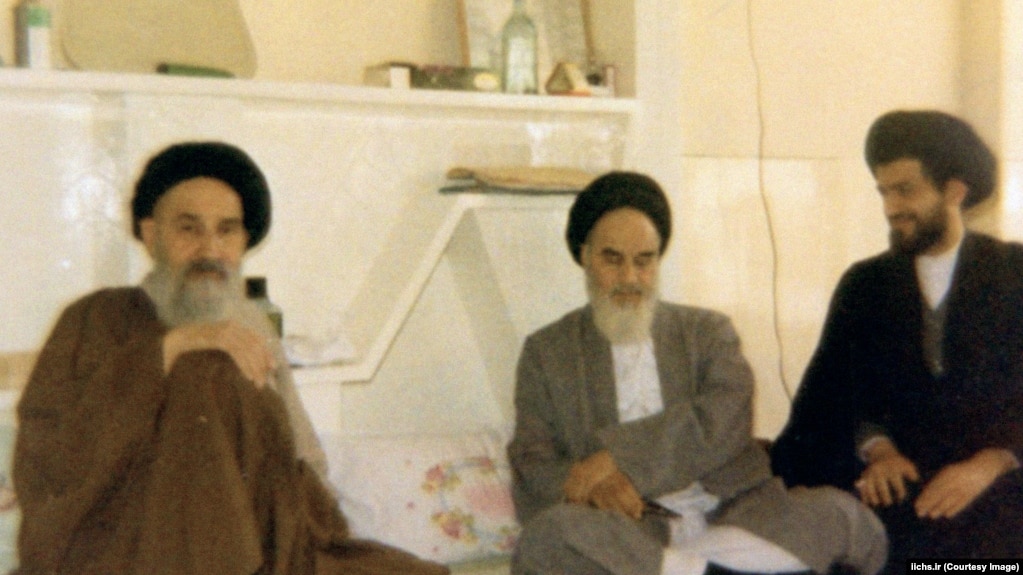 Ayatollah Seyed Mohammad Sadegh Lavasani (left) remained close to Ayatollah Ruhollah Khomeini until the latter's death in 1989.