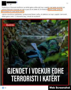"Četvrti terorista takođe mrtav", piše na ilustraciji koja je objavljna na Facebook-u