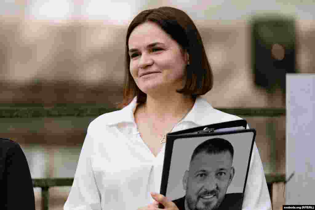 Tsikhanouskaya claimed to have defeated Lukashenka in the 2020 Belarusian presidential vote after she ran in place of her&nbsp;husband, Syarhey Tsikhanouski, who was imprisoned in&nbsp;solitary confinement&nbsp;in Belarus.