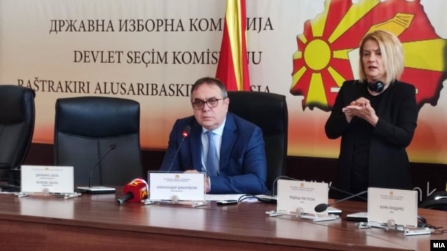 Северна Македонија: Александар Даштевски, претседател на Државната изборна комисија(ДИК), прес-конференција, Скопје, 8 мај 2024 година