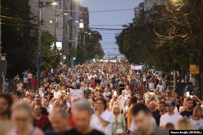 Šesnaesti po redu protest "Srbija protiv nasilja", Beograd, 19. avgust 2023.