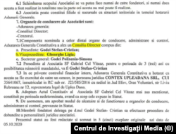 Documentul publicat de jurnaliștii de la Centrul de Investigații Media și Buletin de București care arată că Ligia Gheorghe a fost vicepreședinte al Asociației care administra căminele.