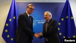 Predsednik Srbije Aleksandar Vučić i visoki predstavnik EU Žozep Borelj