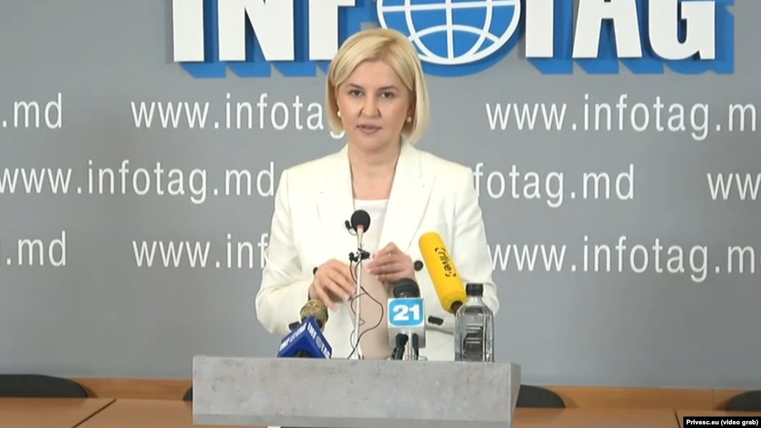 Irina Vlah announces her presidential candidacy in Chisinau on July 17.