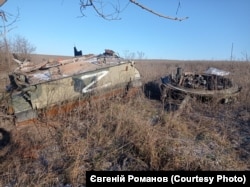 Згоріла російська військова техніка на дорогах Донбасу