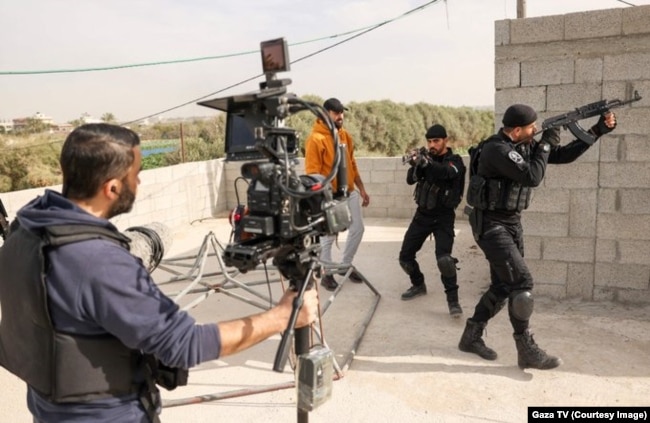 Secvență de la filmarea serialului Fist of the Free, finanțat de Hamas în 2022