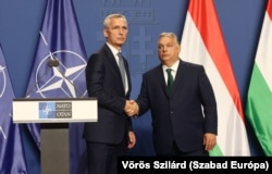 Jens Stoltenberg (b) és Orbán Viktor miniszterelnök Budapesten 2024. június 12-én