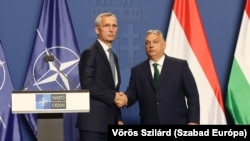 Generalni sekretar NATO-a Jens Stoltenberg i mađarski premijer Viktor Orbán na sastanku u Budimpešti, 12. jun 2024.
