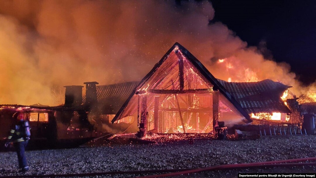 The deadly blaze engulfed the guesthouse about 90 kilometers north of Bucharest.