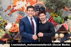 Telegram founder Pavel Durov (right) with Otabek Umarov in Tashkent in June 2024.