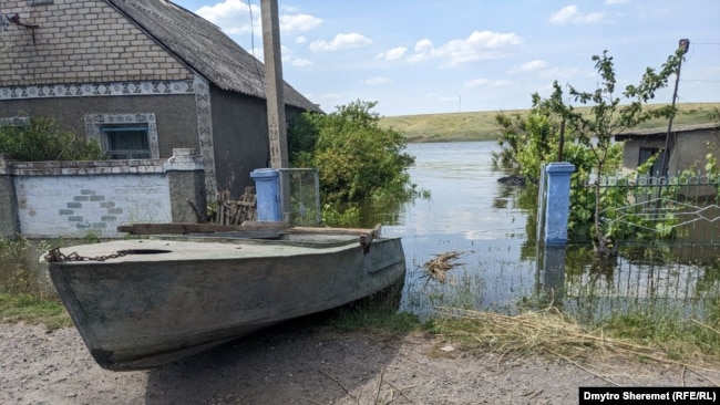 Село Афанасьевка, затопленное после катастрофы на Каховской гидроэлектростанции. Николаевская область, Украина, июнь 2023 года