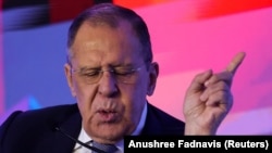 Ministrul rus de externe Serghei Lavrov în timpul Dialogului Raisina 2023, la New Delhi, India, 3 martie 2023.