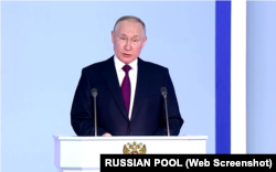 Президент Росії Володимир Путін під час виступу 21 лютого 2023 року