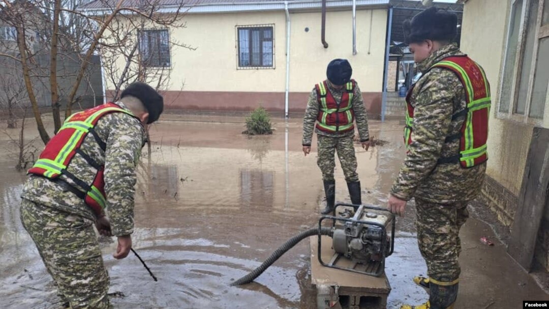 A number of houses were flooded in Bishkek due to the rain on March 22.
