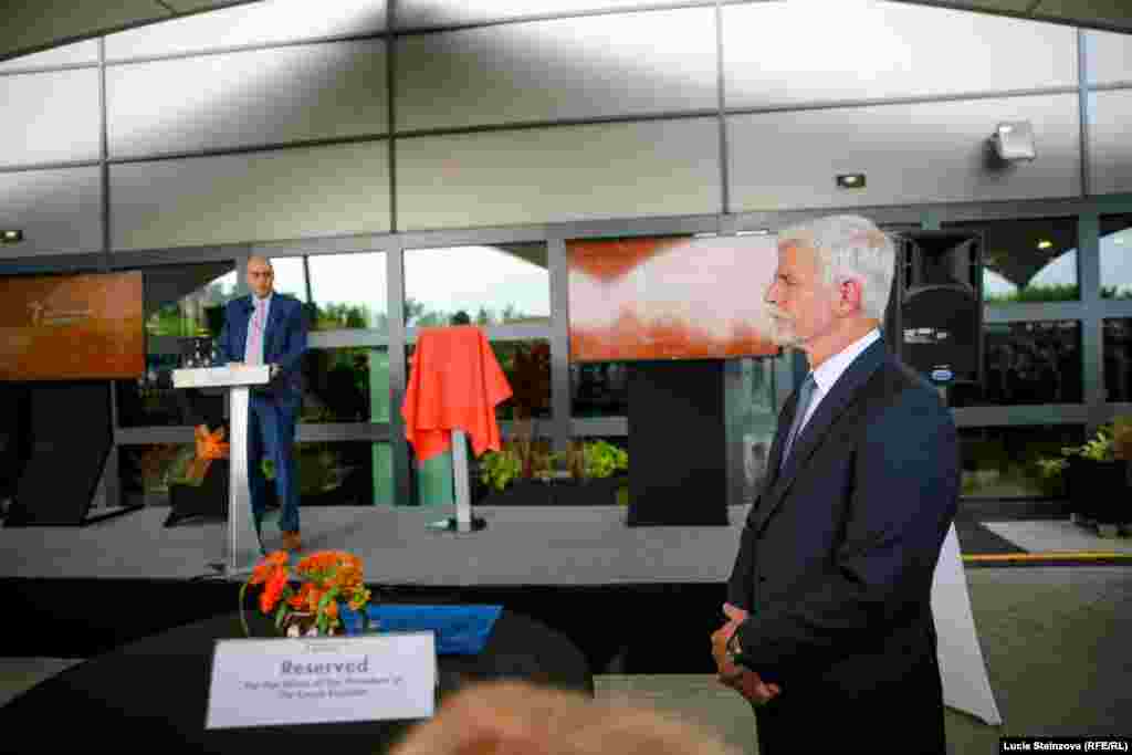 CZECH REPUBLIC -- Czech President Petr Pavel visits RFE/RL headquarters in Prague on June 14, 2023.
