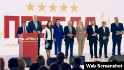 Imagini video difuzate online îl înfățișează pe oligarhul fugar, Ilan Șor, și pe principalii săi aliați pe scena evenimentului de la Moscova, pe 20 aprilie 2024.