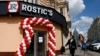 People walk past a former KFC restaurant reopened as Rostic's in Moscow on April 25. 