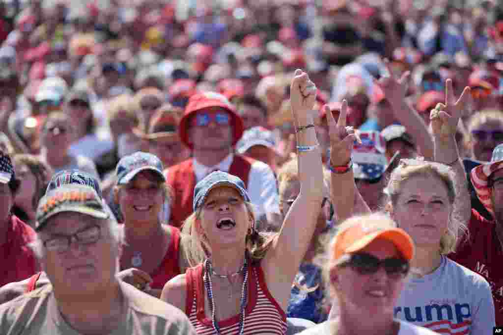 Trump supporters gather at the rally in Butler on July 13.