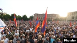 Armenia - Supporters of Archbishop Bagrat Galstanian rally at Republic Square, Yerevan, June 9, 2024.