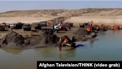 AFGHANISTAN — Taliban-led excavation works for the Qosh Tepa canal project. Source: Afghan Television/THINK video grab.