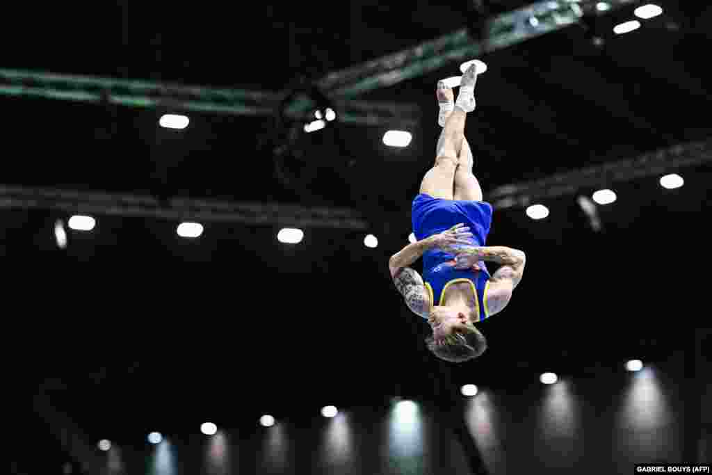  Romania&#39;s Razvan-Denis Marc competes on the floor exercise during the Men&#39;s All-Around Finals plus qualification for Team and Individual Apparatus Finals event at the Artistic Gymnastics European Championships, in Rimini, Italy. &nbsp; 
