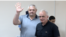 Armenia - Former Vanadzor Mayor Mamikon Aslanian (left) greets supporters during his trial in Yerevan, June 15, 2023.