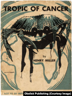 Coperta ediției princeps a romanului Tropic of Cancer, Obelisk Press, Paris, 1934