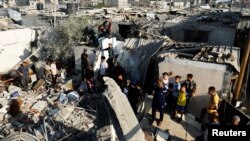 Գազայի հատված - Իսրայելական ուժերի հարվածի հետևանքով ավերված շենք Խան Յունիսում, 19-ը հոկտեմբերի, 2023թ.