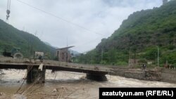 Armenia - A bridge in Lori province partly destroyed by floods, May 30, 2024.