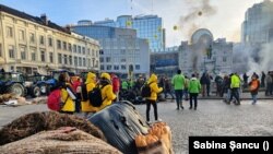 Protest al fermierilor europeni la Parlamentul European, în Bruxelles, Belgia, 1 februarie 2024.