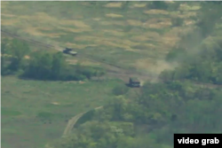 Российский «танк-сарай» вблизи Новомихайловки Донецкой области