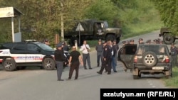 Armenia - Police block a road to Kirants village, May 2, 2024.