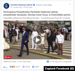 Un video cu participarea liderilor PNL alături de președintele Klaus Iohannis la Ziua Marinei a fost cea mai apreciată postare a partidului, pe Facebook, în 2023.