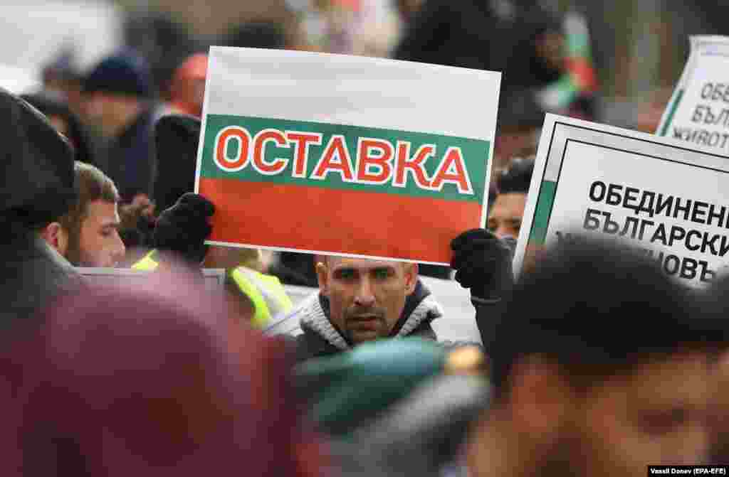 Bulgarian farmers protest over agricultural subsidies and legislation in Sofia on February 13.&nbsp;