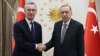 NATO Secretary-General Jens Stoltenberg (left) meets with Turkish President Recep Tayyip Erdogan in February in Ankara.