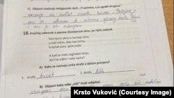 Odgovori na maturskom testu u viber grupi tokom polaganja, Podgorica, april 2023.