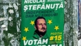 Posterele electorale ale lui Ștefănuță au arătat publicului că este singurul candidat verde și au transmis valorile sale pro-europene.