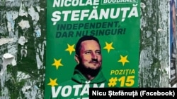 Posterele electorale ale lui Ștefănuță au arătat publicului că este singurul candidat verde și au transmis valorile sale pro-europene.