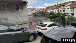 The number 8,372 was scrawled on the buildings of the Hungarian and Slovak embassies in Sarajevo in apparent reference to the number killed in the 1995 Srebrenica genocide.