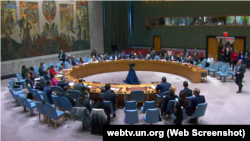Pamje prej takimit të 22 prillit në Këshillin e Sigurimit të Kombeve të Bashkuara në Nju Jork.