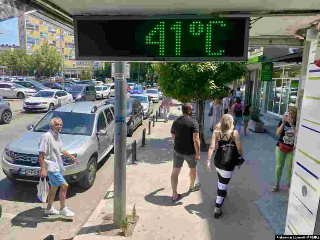 U centru Podgorice termometar pokazuje 41 stepen, 10. jul 2024.