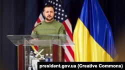 Președintele Ucrainei Volodimir Zelenski în timpul unui discurs la Universitatea Națională de Apărare din SUA, 11 decembrie 2023.