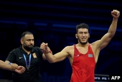 Ризабек Айтмұхан әлем чемпионы атанған сәт. Белград, 18 қыркүйек 2023 жыл.